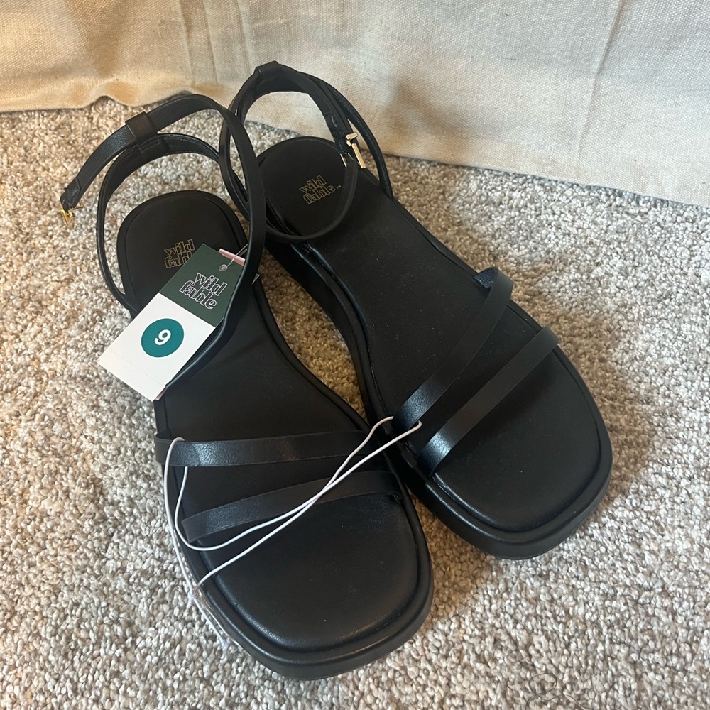 Wild Fable Black Minimalist Sandals